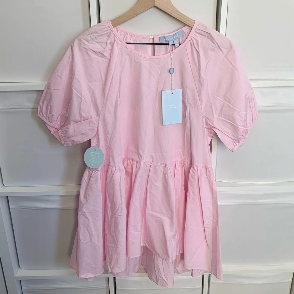 Hill House Francesca Puff Sleeve Top in Pink